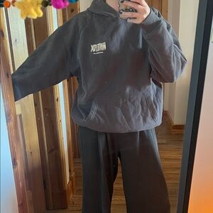 Oversized washed grey White Fox hoodie